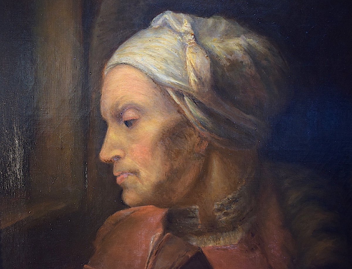 Portrait Femme âgée XIX ème copie de Rembrandt  Hollandais Livre Lecture RT169-photo-2