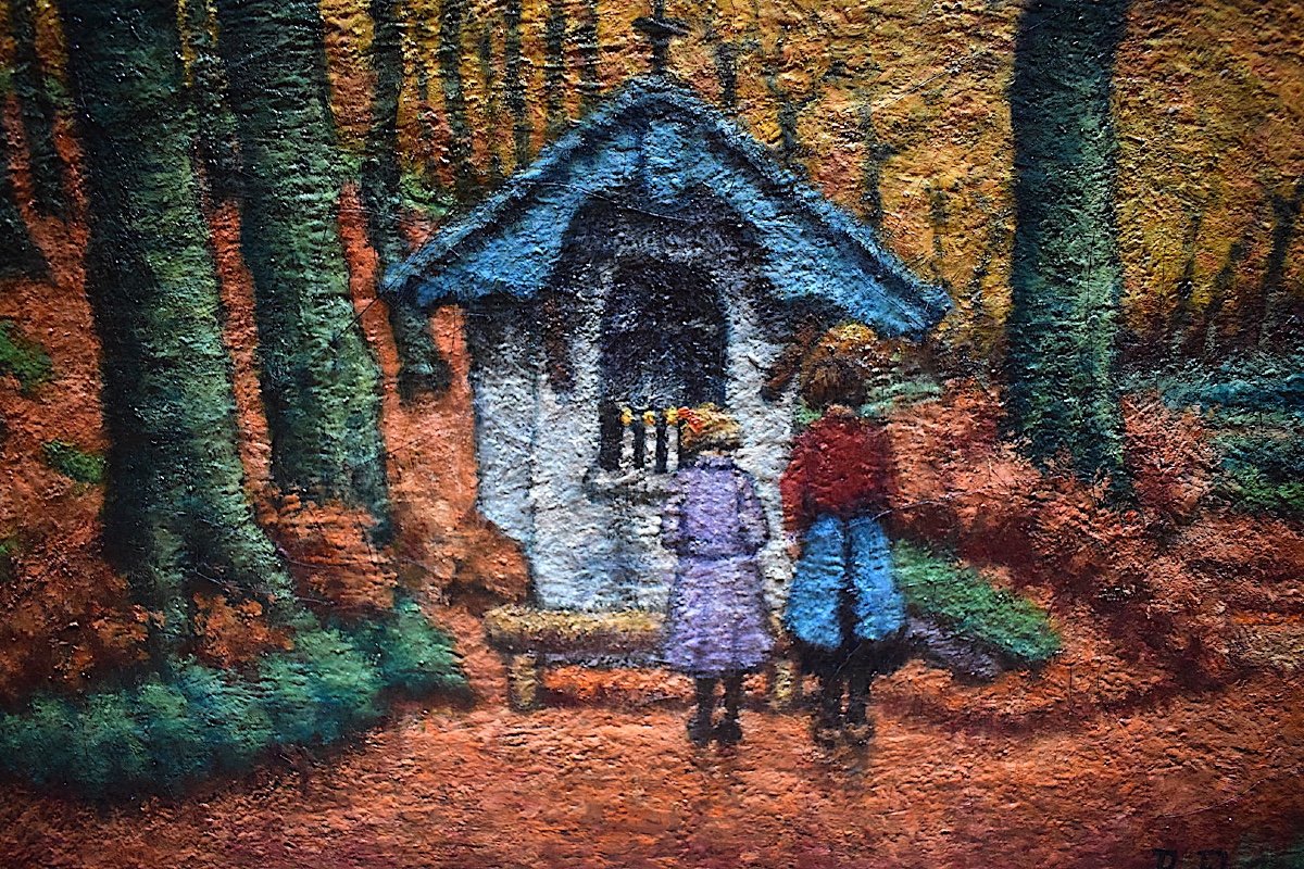 R Flemish Signed Belgian Children Small Chapel Oratory Religion Fauvism XX Rt205-photo-4