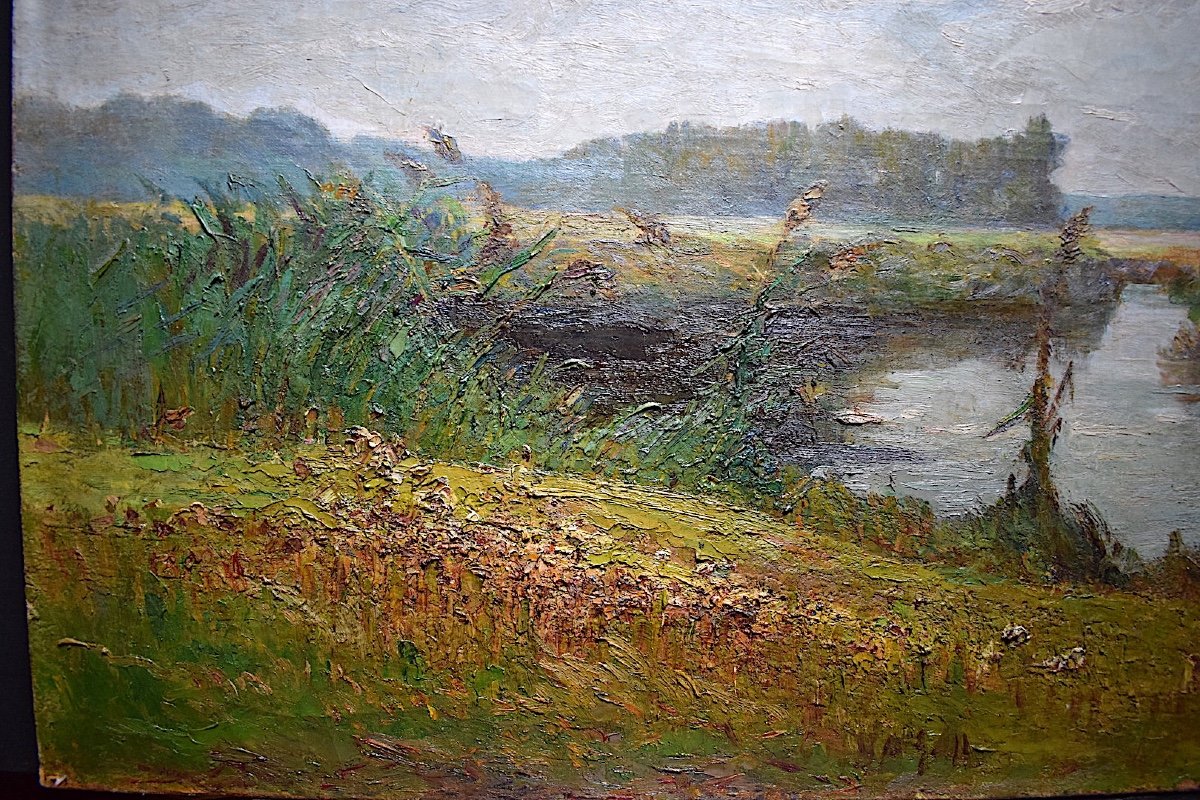 Signed Marquet Or Marguet Impressionist Landscape Pond Countryside 1921 XX  Rt223-photo-3