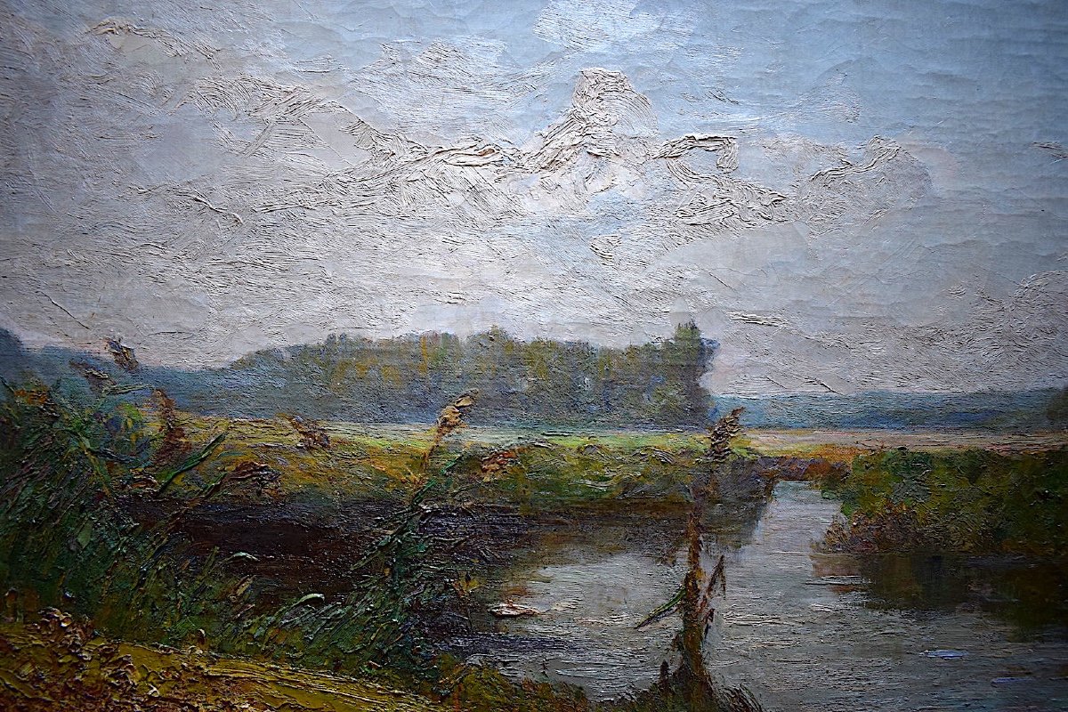 Signed Marquet Or Marguet Impressionist Landscape Pond Countryside 1921 XX  Rt223-photo-1