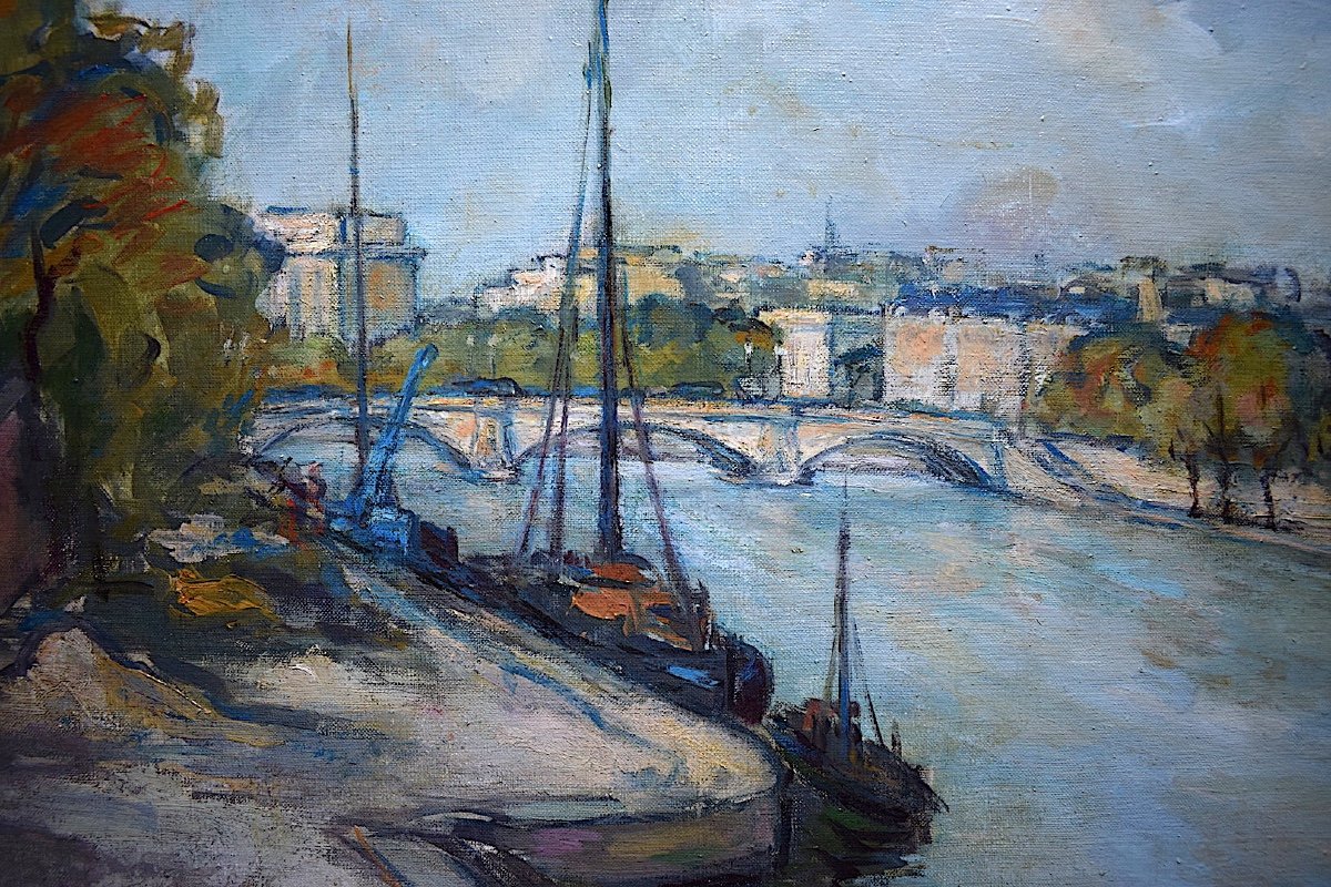 Sign&eacute; Sarda Marine Bateaux Pont Paris Impressionniste XX RT 225-photo-1