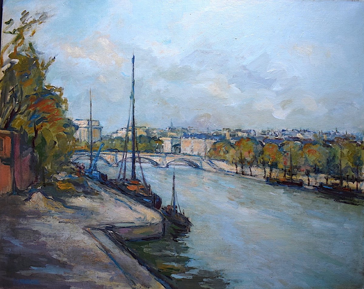 Sign&eacute; Sarda Marine Bateaux Pont Paris Impressionniste XX RT 225-photo-5