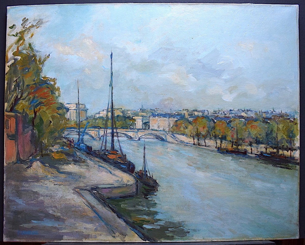 Sign&eacute; Sarda Marine Bateaux Pont Paris Impressionniste XX RT 225