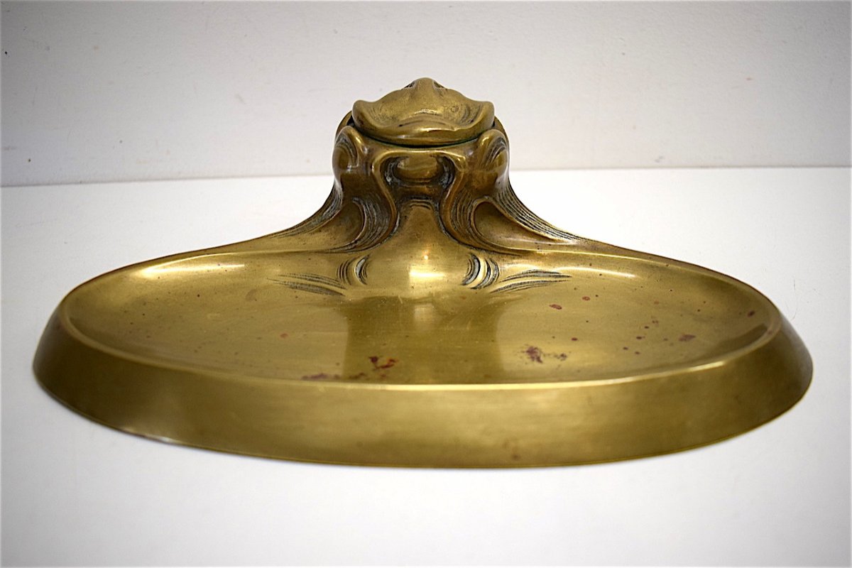 Encrier Bronze Art Nouveau 1900 D&eacute;cor Naturaliste Proche Hector Guimard  Jugendstil Inkwell REF142