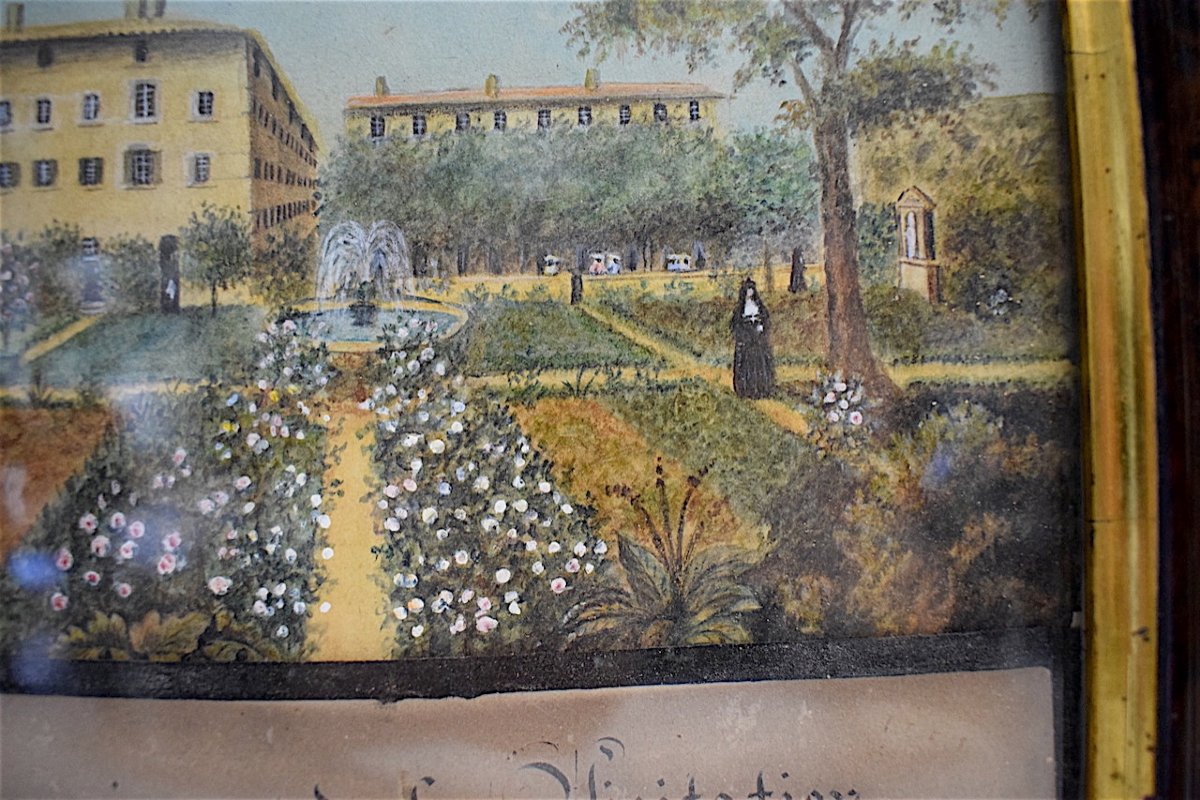 Gouache Naive Popular Religious Monastery Boarding School Valence Garden XIX Rt238-photo-4