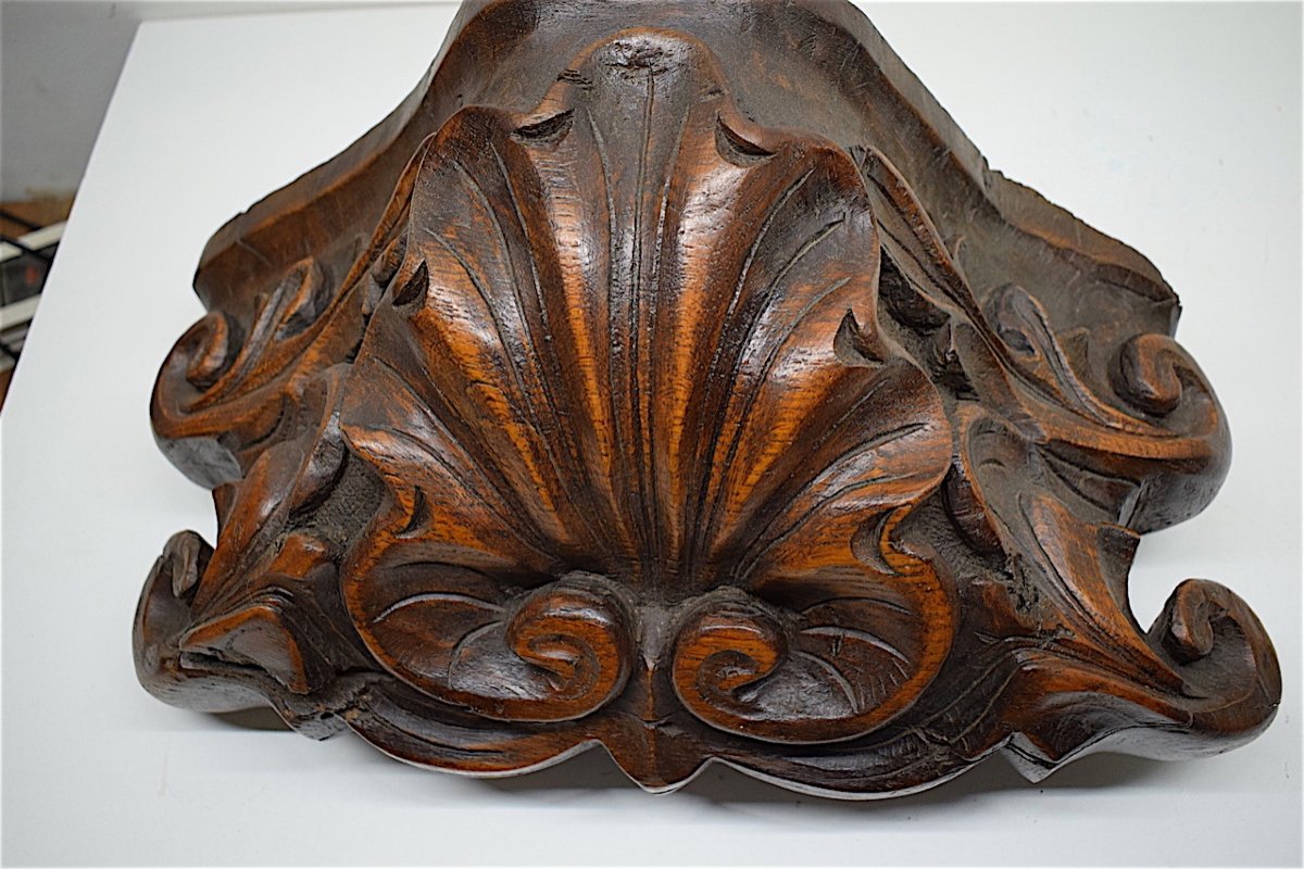  Étagère Console d'Applique Murale En Bois Sculpté Coquille XVIII Chapelle REF156-photo-4