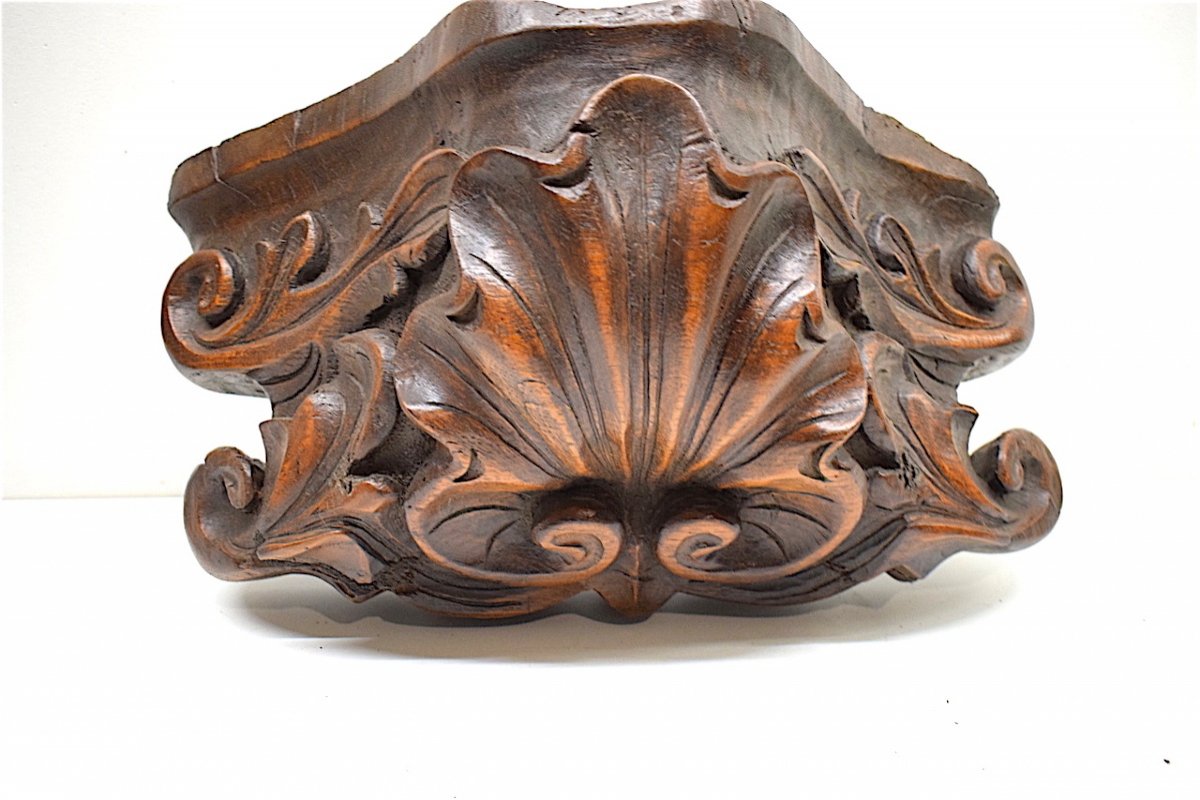  Étagère Console d'Applique Murale En Bois Sculpté Coquille XVIII Chapelle REF156-photo-5