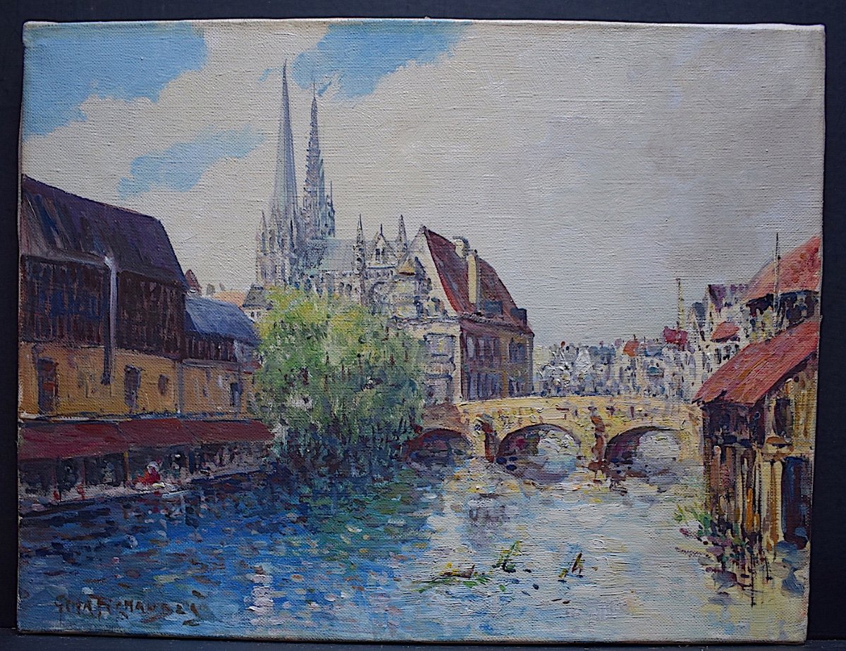  Géna Péchaubès Paysage Cathédrale de Chartres Postimpressionniste Signé  XX RT284-photo-4