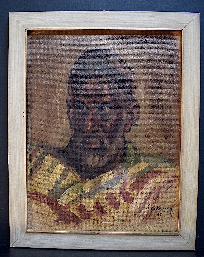 Signé S Zakarian Portrait Homme Orientaliste XX RT295