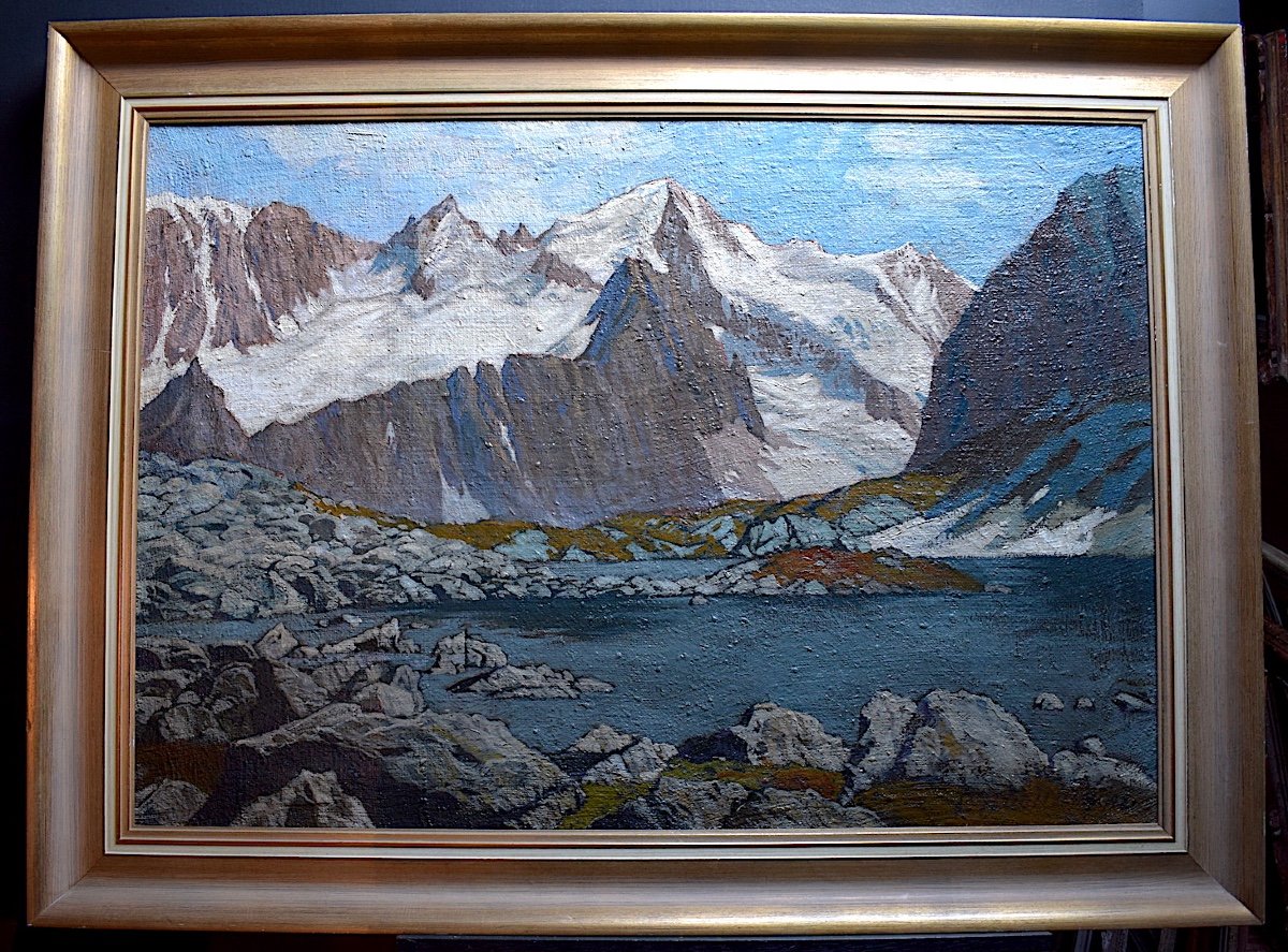 Léopold Scheiring Paysage de Neige Montagne Alpes lac Eychauda  les écrins  XX RT300