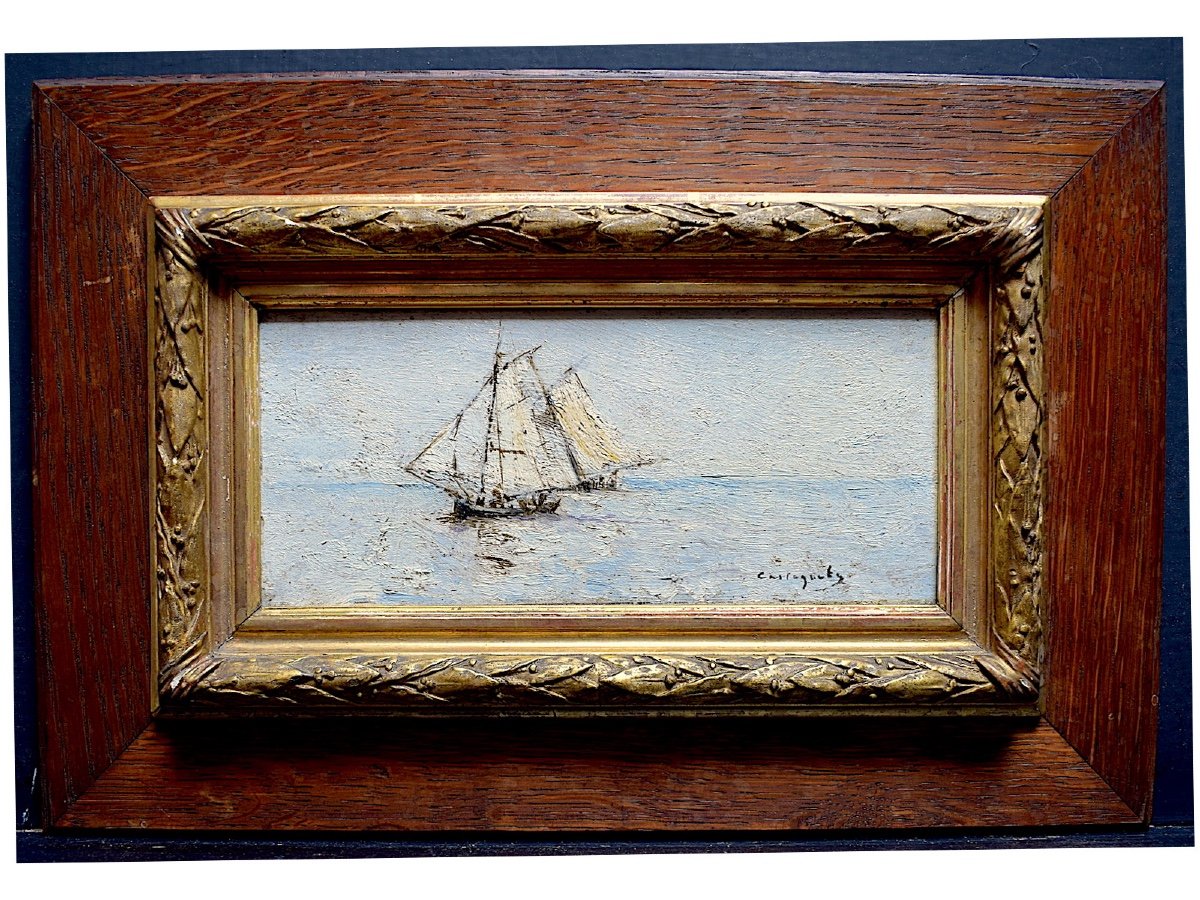Giovanni Castagneto Marine Boat Impressionist XIX Italy Brazil Rt336