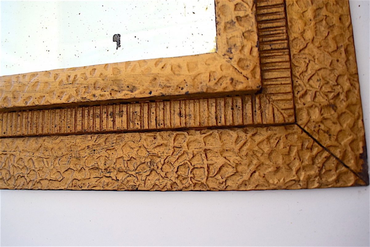 Pair Of Hammered Wrought Iron Mirrors Art Deco Modernist Style Around 1925 1930 Ref166 *-photo-3