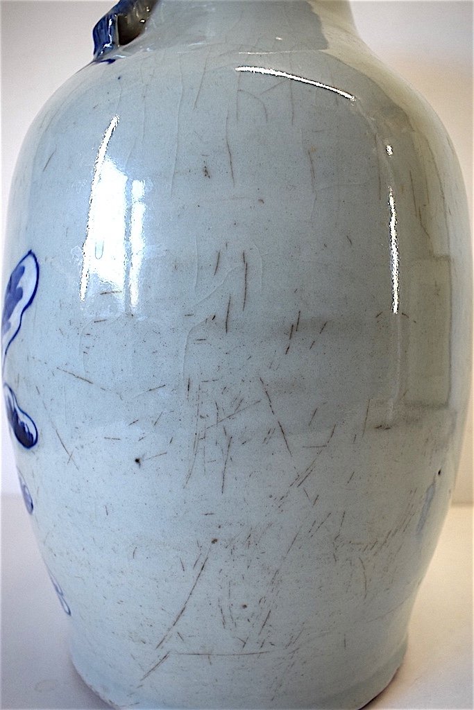 Chinese Porcelain Vase White Blue Celadon XIX Th Decor Of Three Characters Asia Chinese Ref169-photo-5