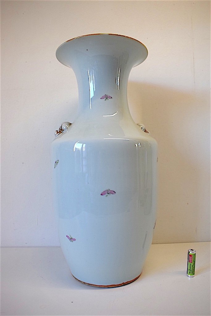 Celadon Chinese Porcelain Vase Decor Birds Insects Flowering Tree Asian Chinese 1900 Ref170-photo-3