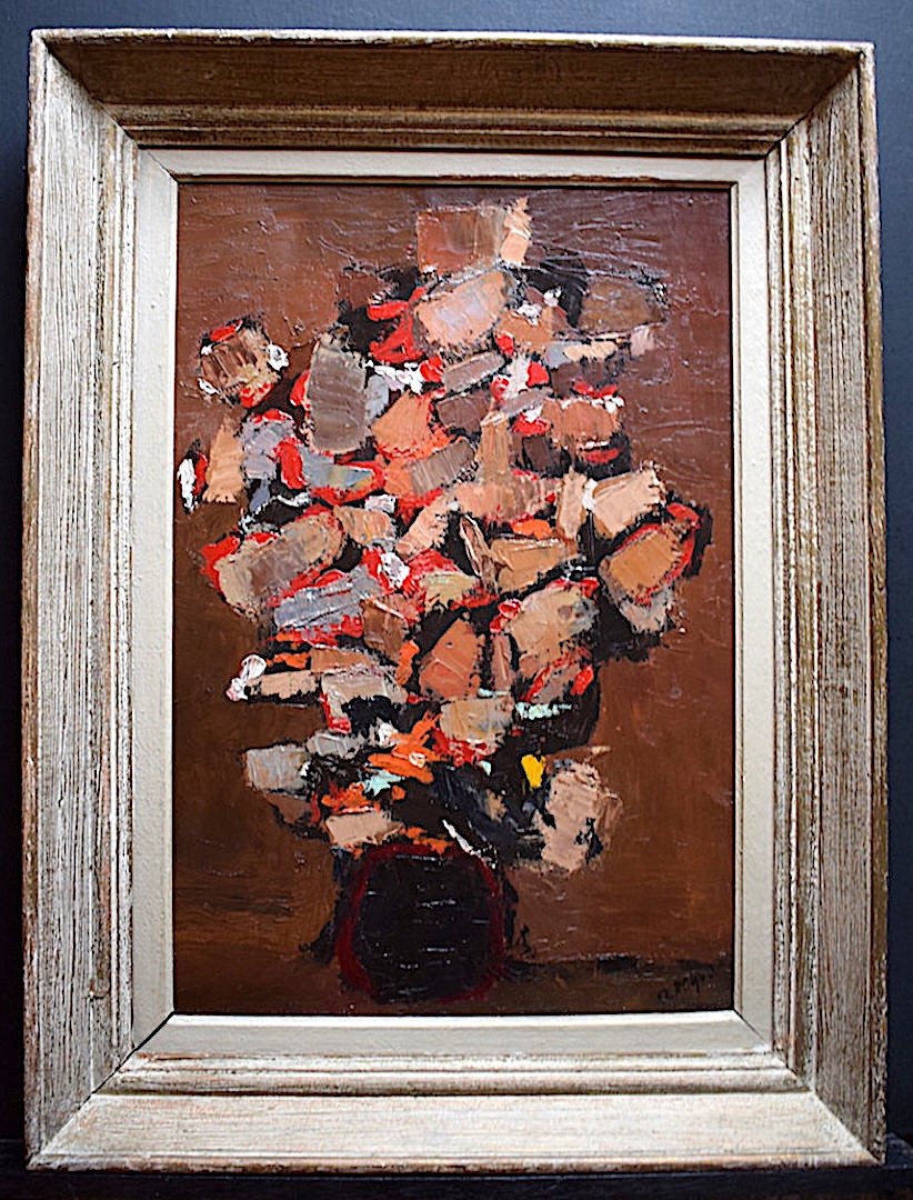 Signed Roque Or Rogue Bouquet Of Flowers Modernist Abstract Style Nicolas De Staël XX Rt348-photo-4