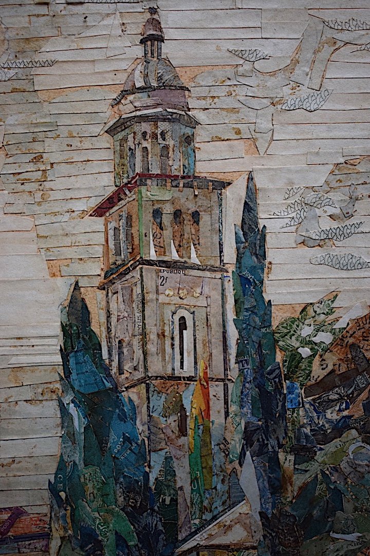 Curiosit&eacute; Art  Brut Art Singulier Collage Timbres G Roussel 1962 Isola Bella Suisse Italie XX RT351-photo-4