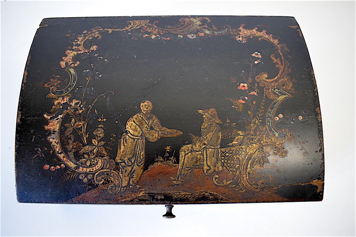 18th Century Wig Box Box Lacquered Wood Chinese Decor Ref176-photo-2