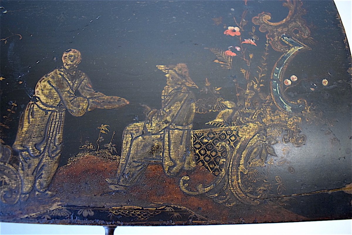 18th Century Wig Box Box Lacquered Wood Chinese Decor Ref176-photo-3