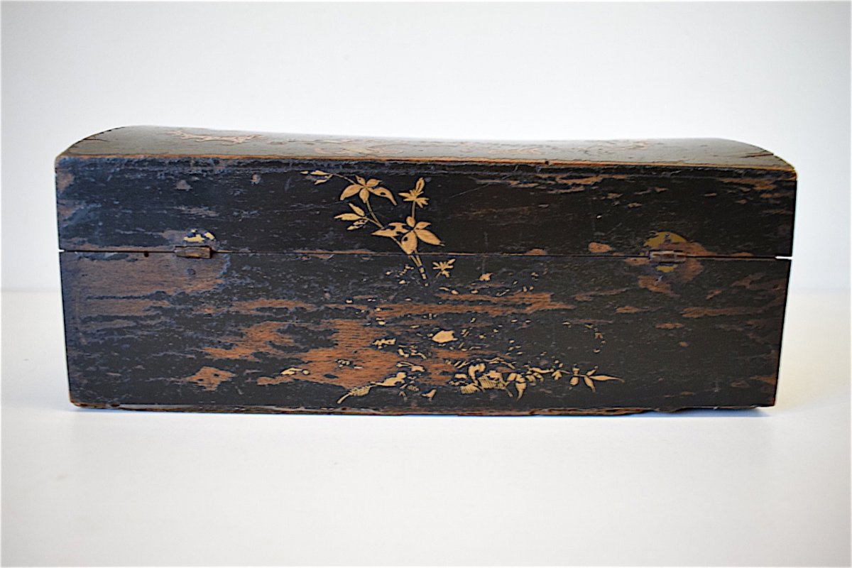 18th Century Wig Box Box Lacquered Wood Chinese Decor Ref176-photo-2