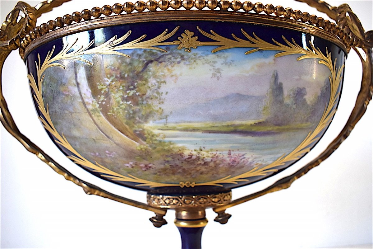 Oval Porcelain Cup Mounted Gilt Bronze Dlg Sèvres XIX Ref177-photo-3