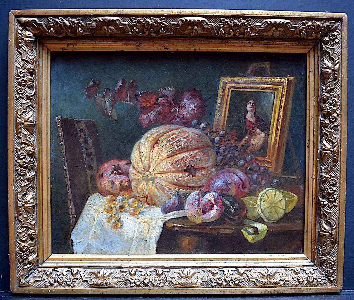 Still Life With Fruits Vanity Late XIXth XVIIth Style Rt356