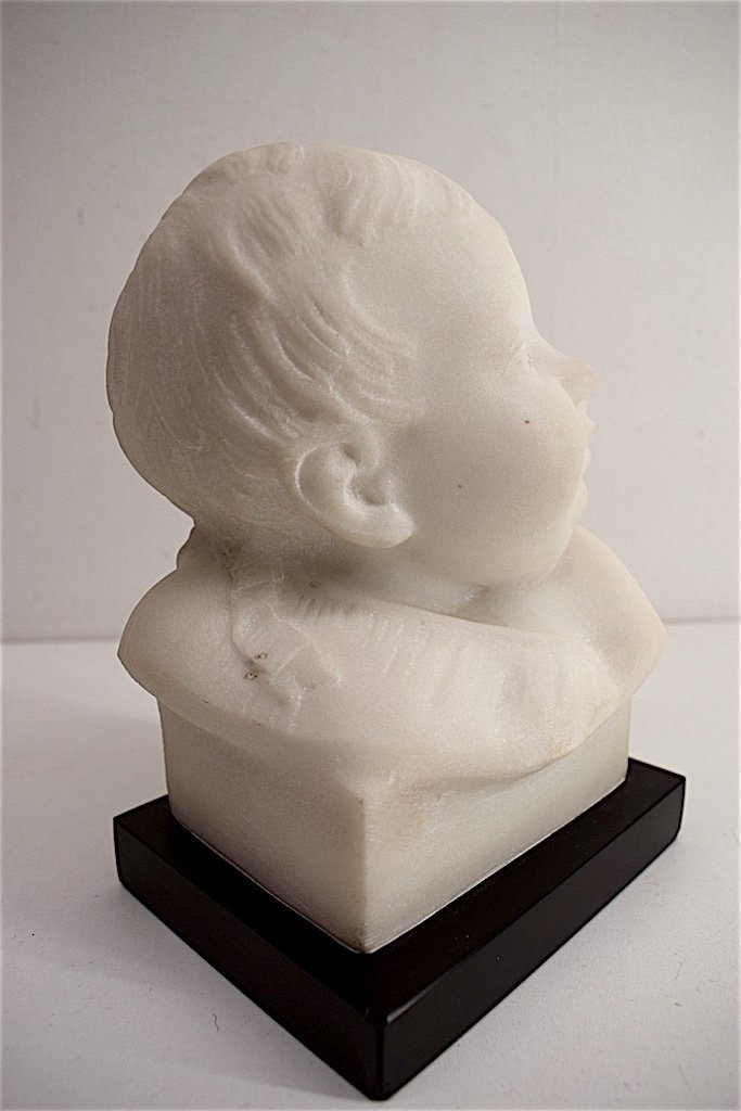 Pierre De Leonard Bust Child Carrara Marble Signed XIX XX Sculpture Ref180-photo-4