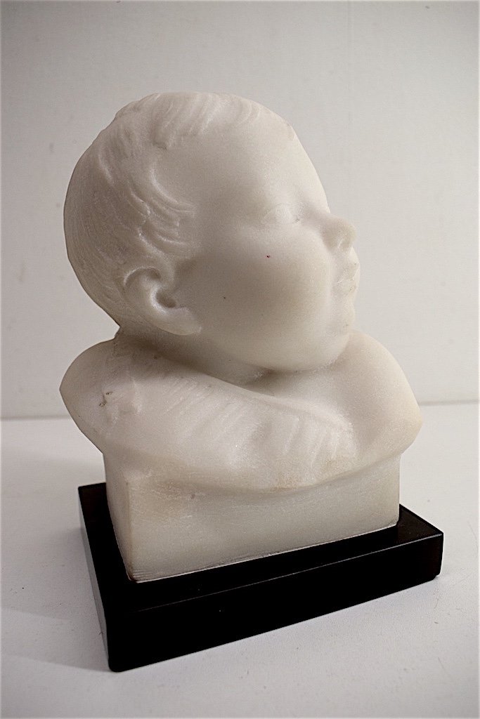 Pierre De Leonard Bust Child Carrara Marble Signed XIX XX Sculpture Ref180-photo-5
