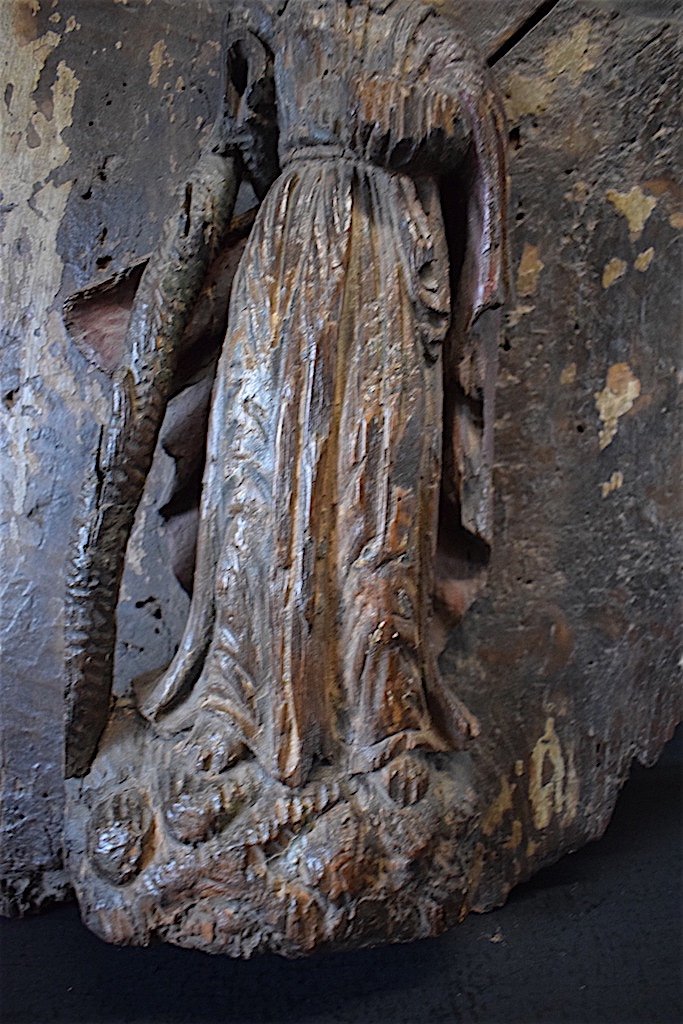 Carved Wood Character XVIIth Door Of Tabernacle Religious Folk Art Ref190-photo-4