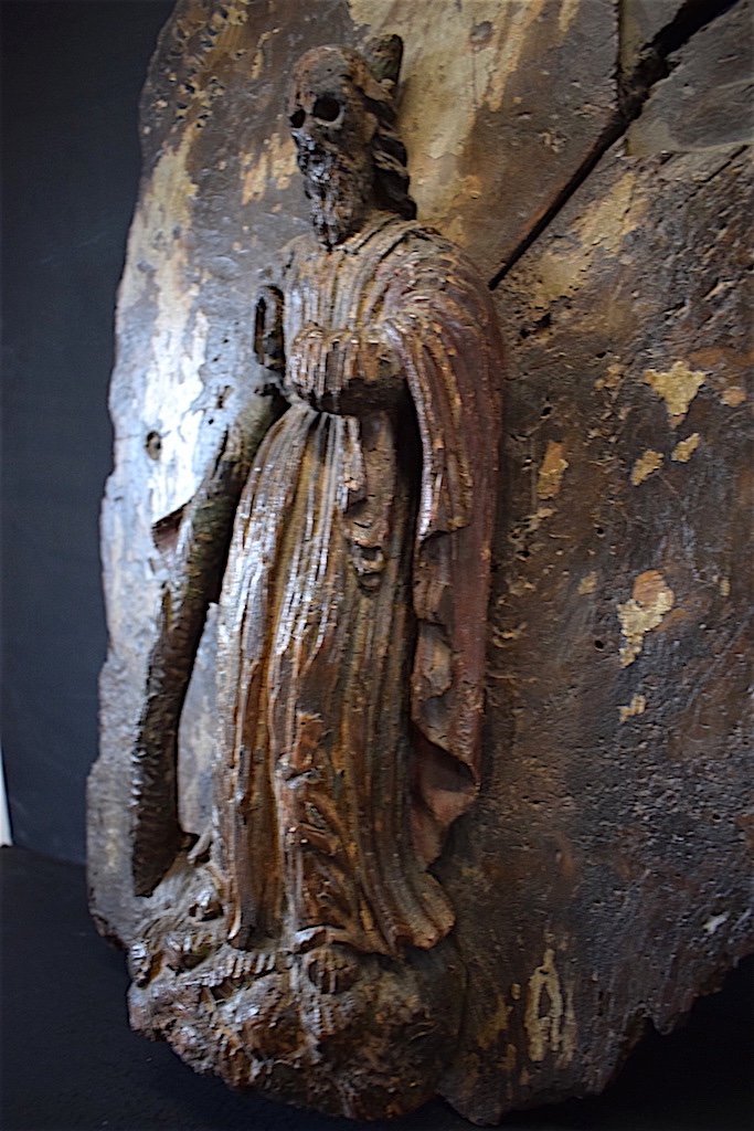 Carved Wood Character XVIIth Door Of Tabernacle Religious Folk Art Ref190-photo-2