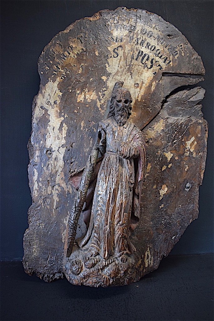 Personnage en Bois Sculpt&eacute;&nbsp; XVII &egrave;me Porte de Tabernacle Art Populaire Religieux REF190