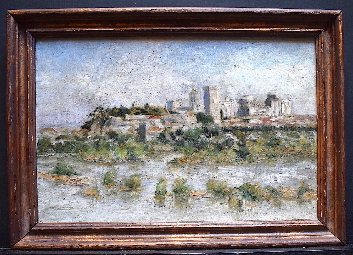 Villeneuve-lès-Avignon Paysage provençal Provence Impressionniste Vue d'Avignon  XX RT385-photo-5