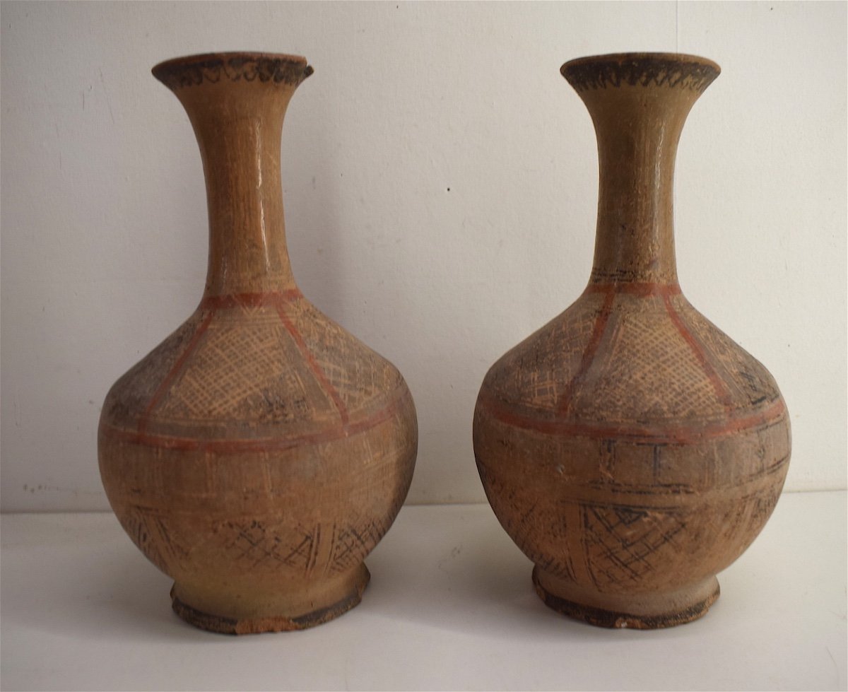 Paire de Vases Berb&egrave;re en Terre Cuite Peinte &eacute;poque vers 1900 Orientaliste   REF218-photo-4