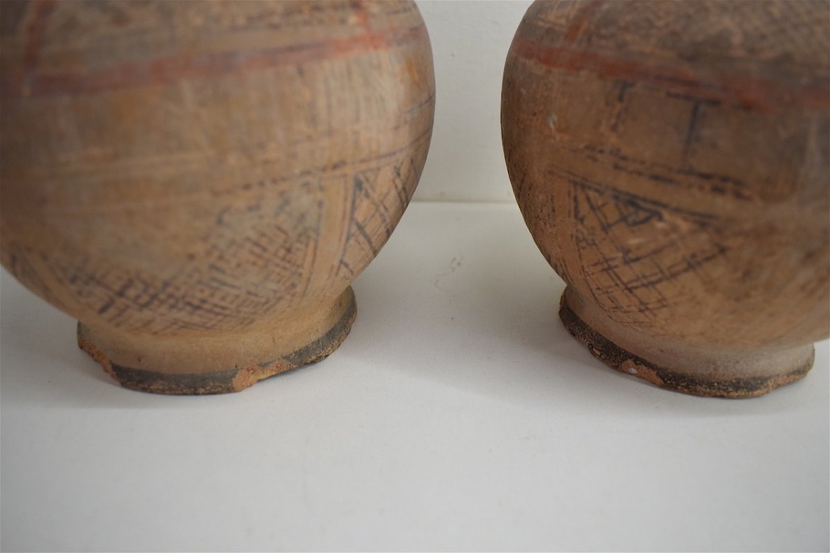 Paire de Vases Berb&egrave;re en Terre Cuite Peinte &eacute;poque vers 1900 Orientaliste   REF218-photo-2
