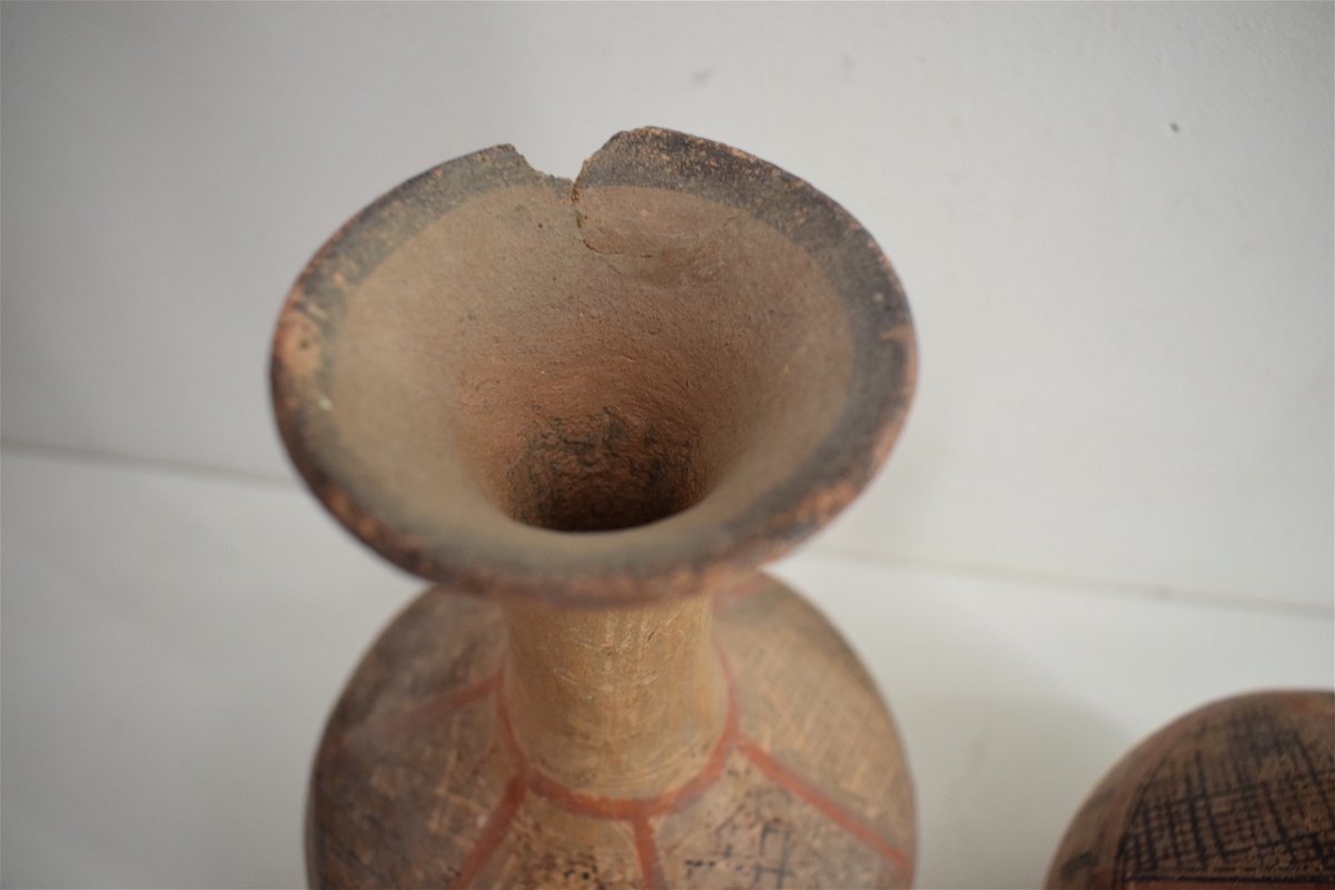 Paire de Vases Berb&egrave;re en Terre Cuite Peinte &eacute;poque vers 1900 Orientaliste   REF218-photo-5