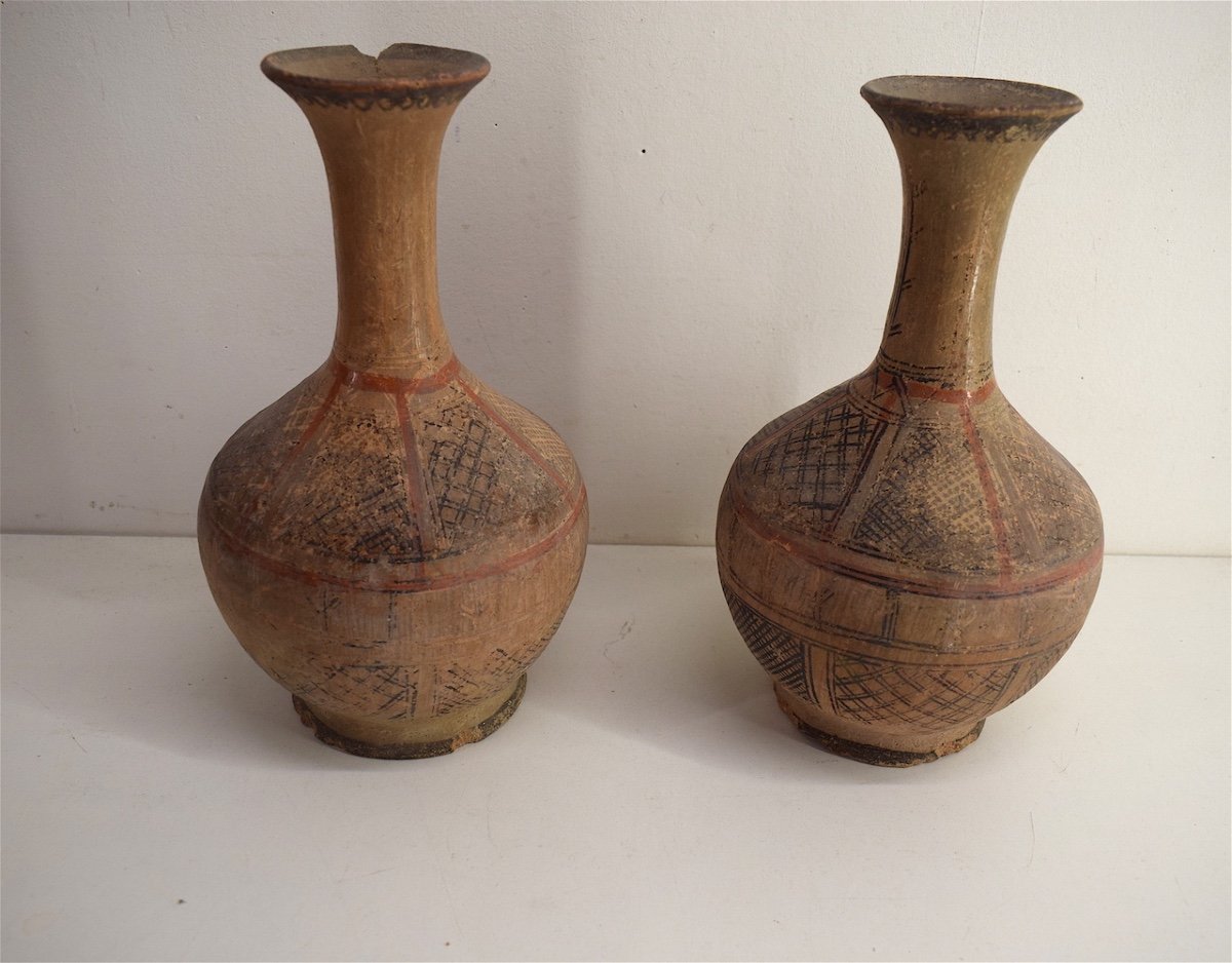 Paire de Vases Berb&egrave;re en Terre Cuite Peinte &eacute;poque vers 1900 Orientaliste   REF218-photo-6