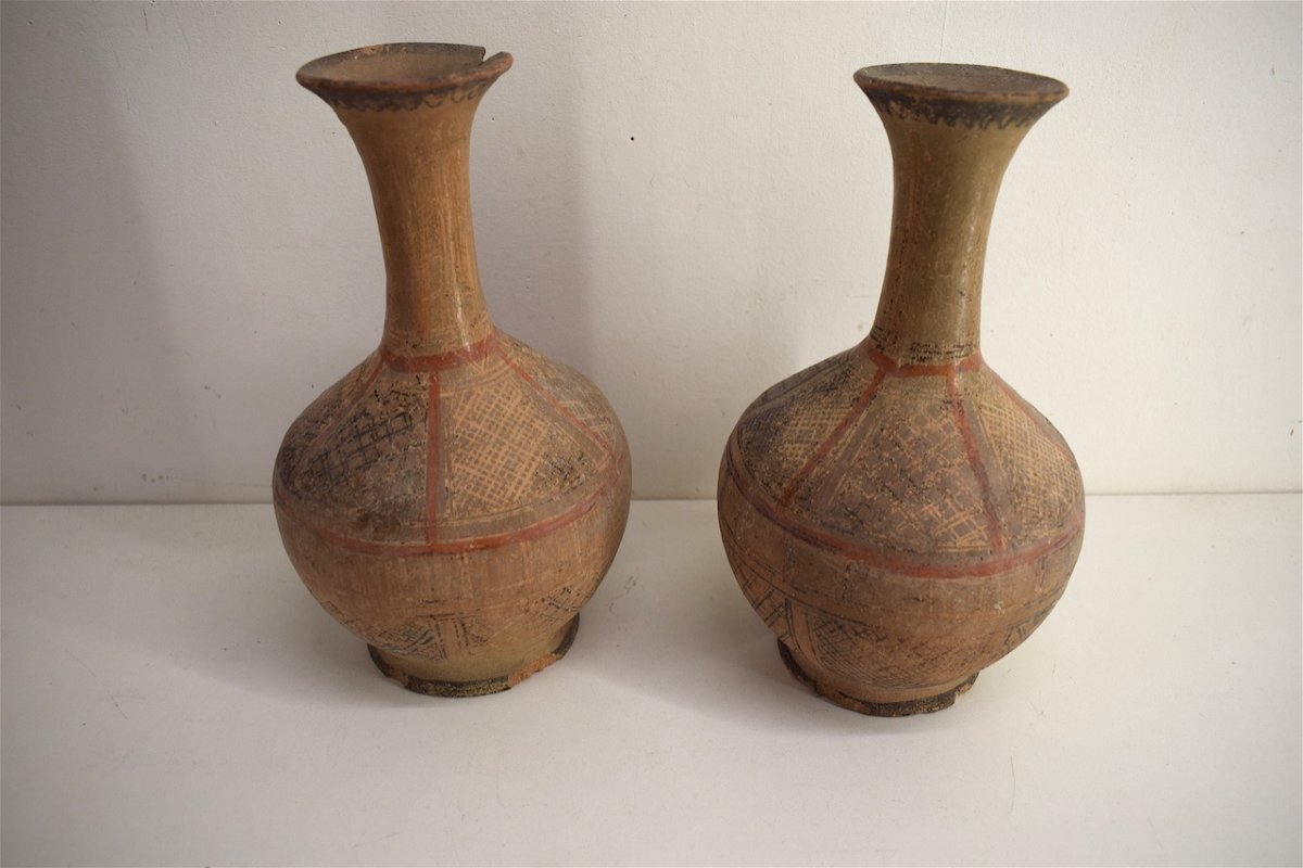 Paire de Vases Berb&egrave;re en Terre Cuite Peinte &eacute;poque vers 1900 Orientaliste   REF218-photo-7