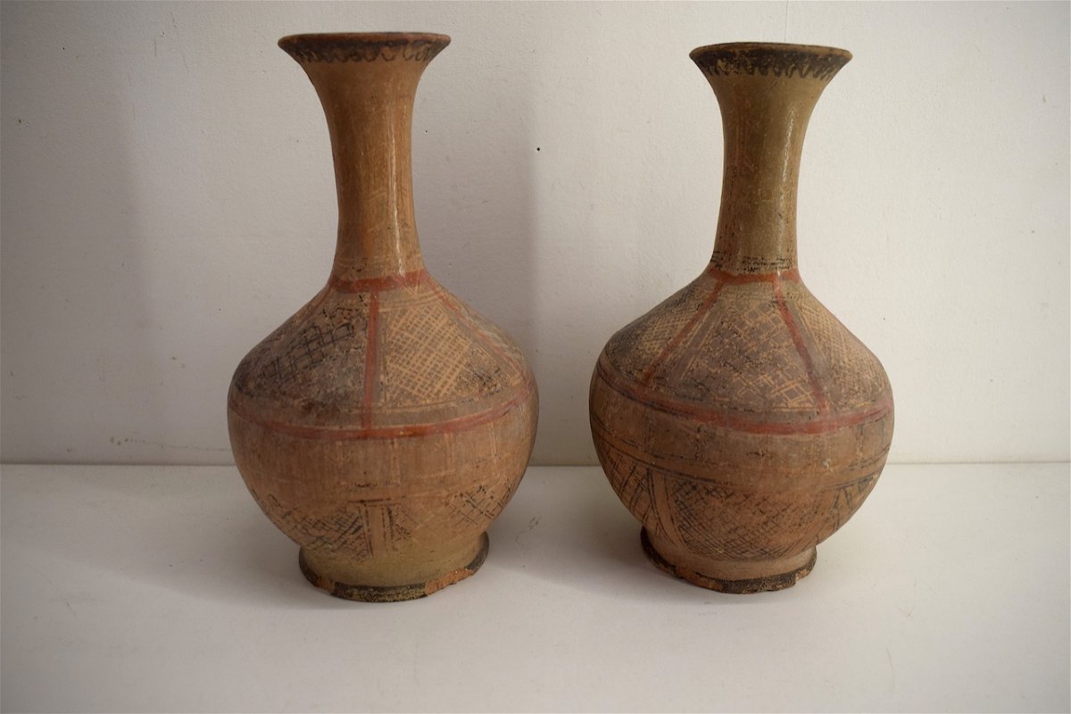 Paire de Vases Berb&egrave;re en Terre Cuite Peinte &eacute;poque vers 1900 Orientaliste   REF218-photo-8