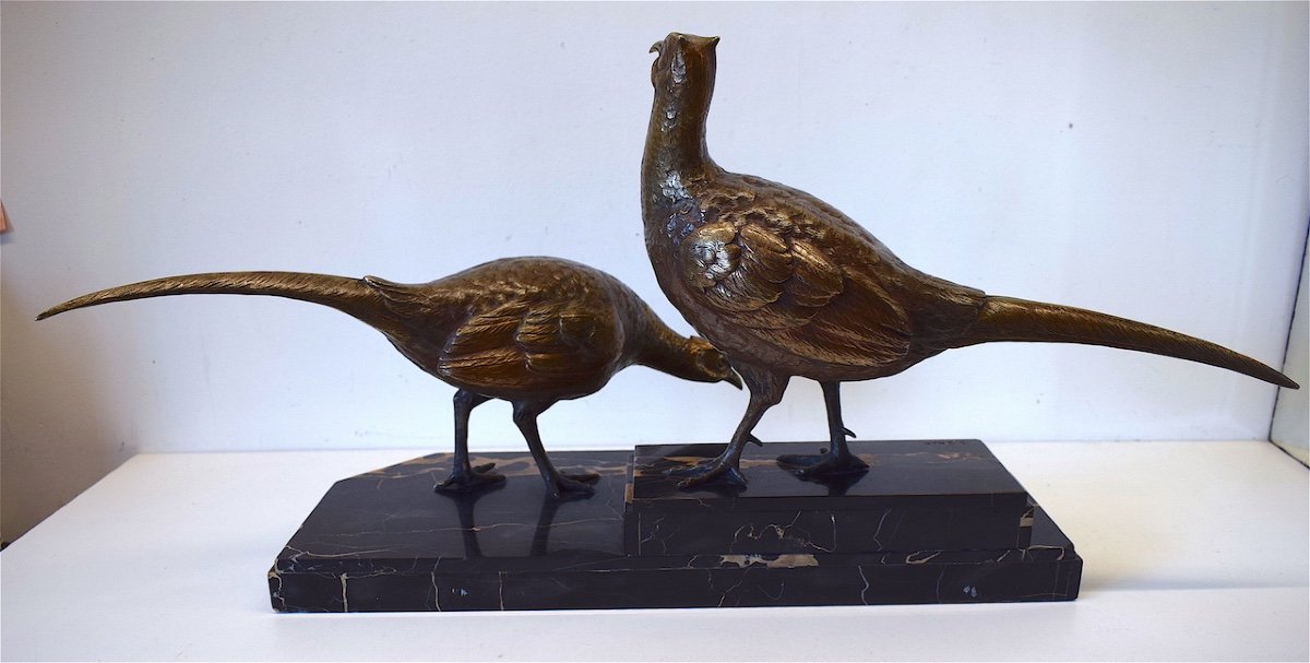 Ignacio Gallo Art Deco Couple Of Pheasants In Bronze Around 1925 1940 Animalier XX Th Ref220-photo-4