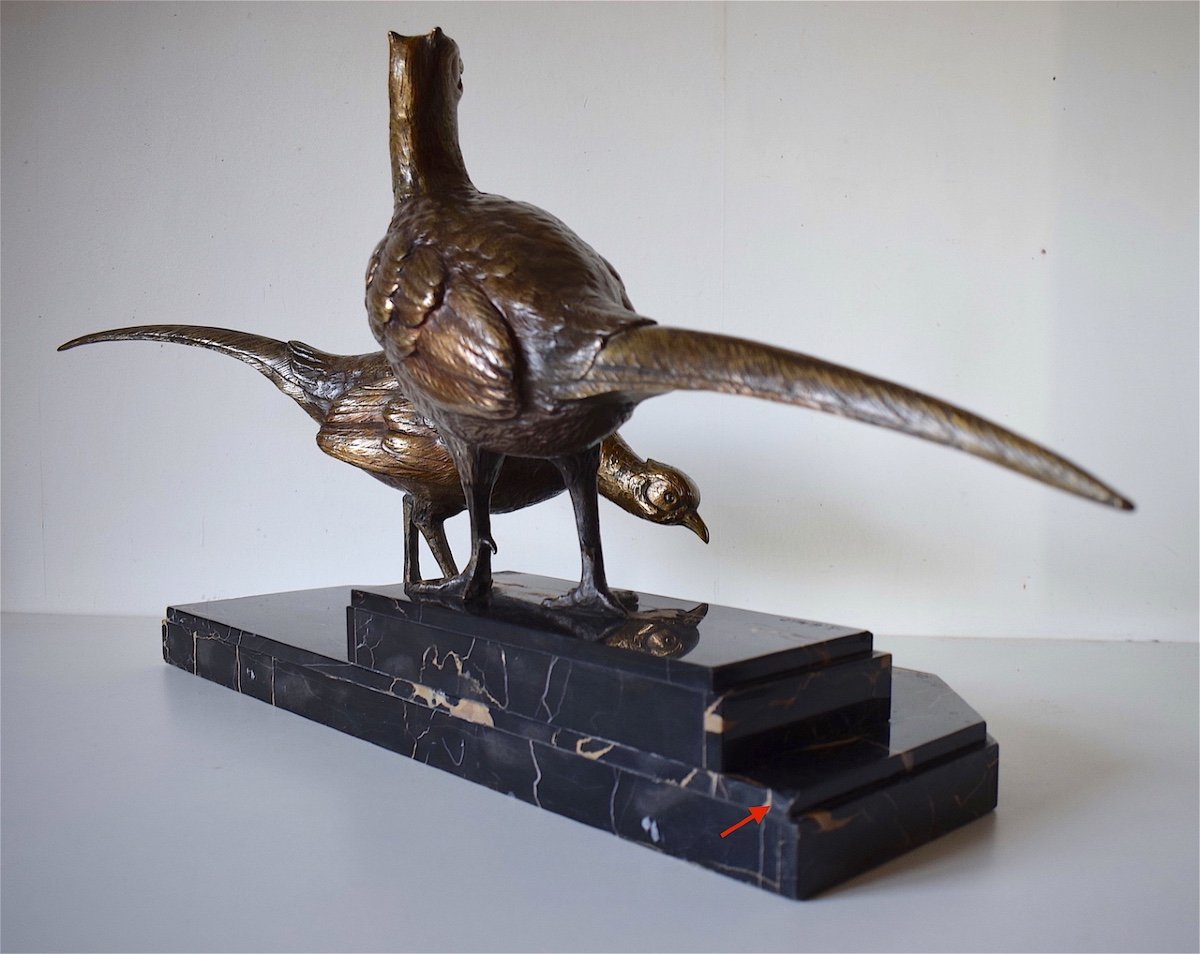 Ignacio Gallo Art Deco Couple Of Pheasants In Bronze Around 1925 1940 Animalier XX Th Ref220-photo-3