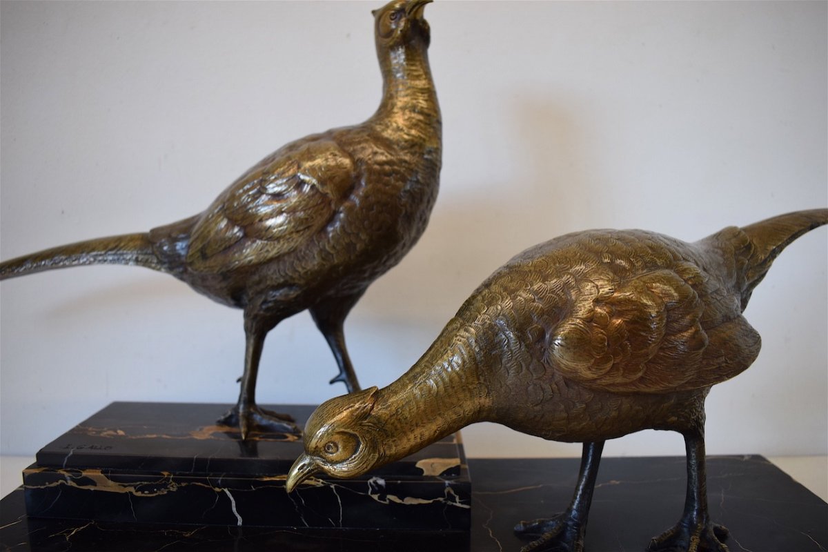Ignacio GALLO Art D&eacute;co Couple de Faisans en Bronze vers 1925 1940  Animalier XX &egrave;me   REF220-photo-6