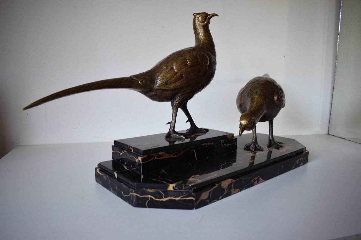 Ignacio GALLO Art D&eacute;co Couple de Faisans en Bronze vers 1925 1940  Animalier XX &egrave;me   REF220-photo-7