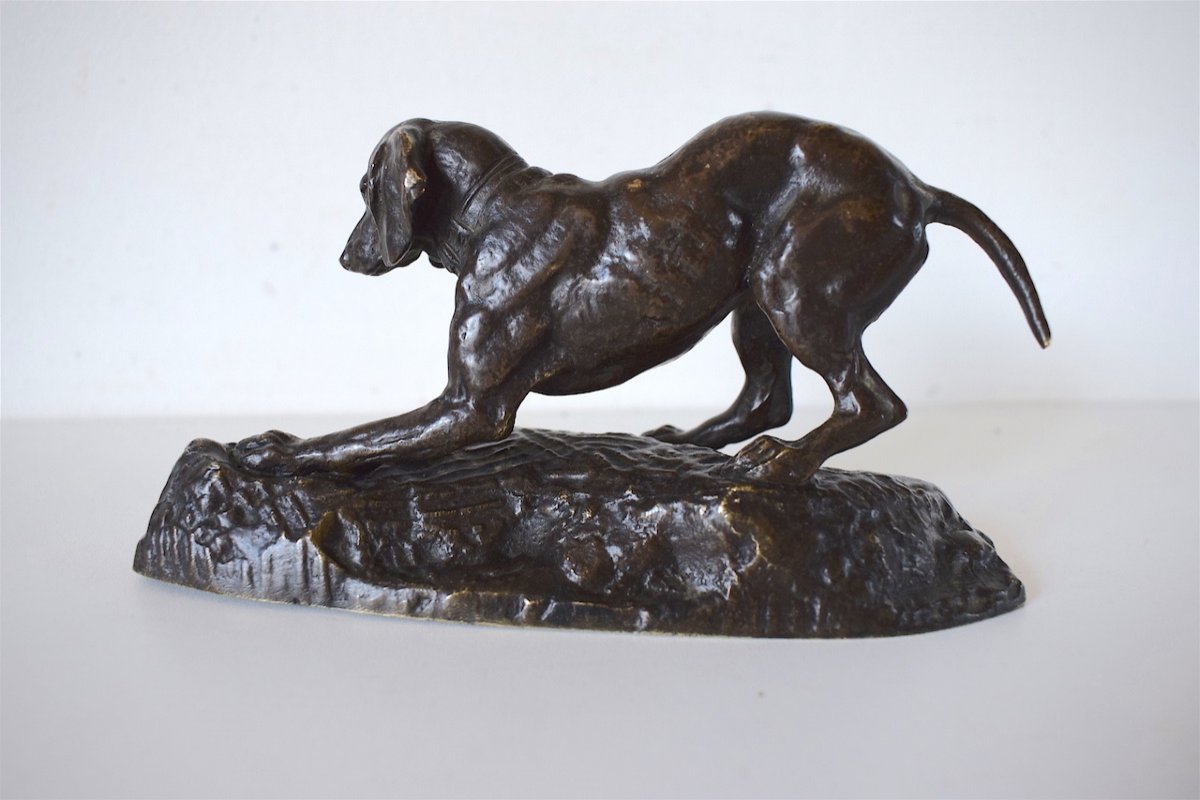 Antoine Louis Barye Bronze Animal Dog Stopping Signed XIXth Hunting Ref224-photo-6