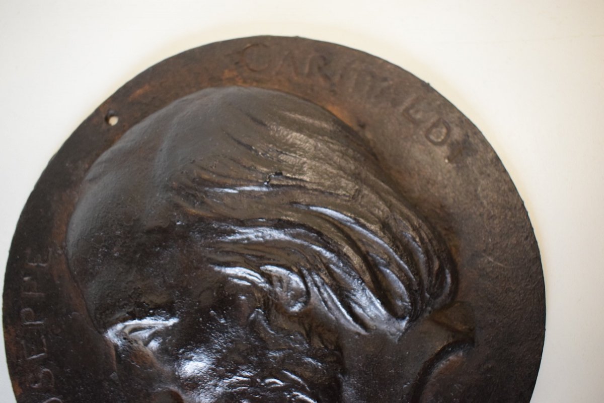 Medallion Old XIX Portrait Of Guiseppe Garibaldi Cast Iron History Italy Ref231-photo-3