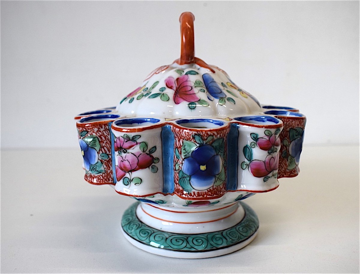 Bouquetière Centerpiece Porcelain Bayeux Decorated With Flowers XIX Ref132-photo-4