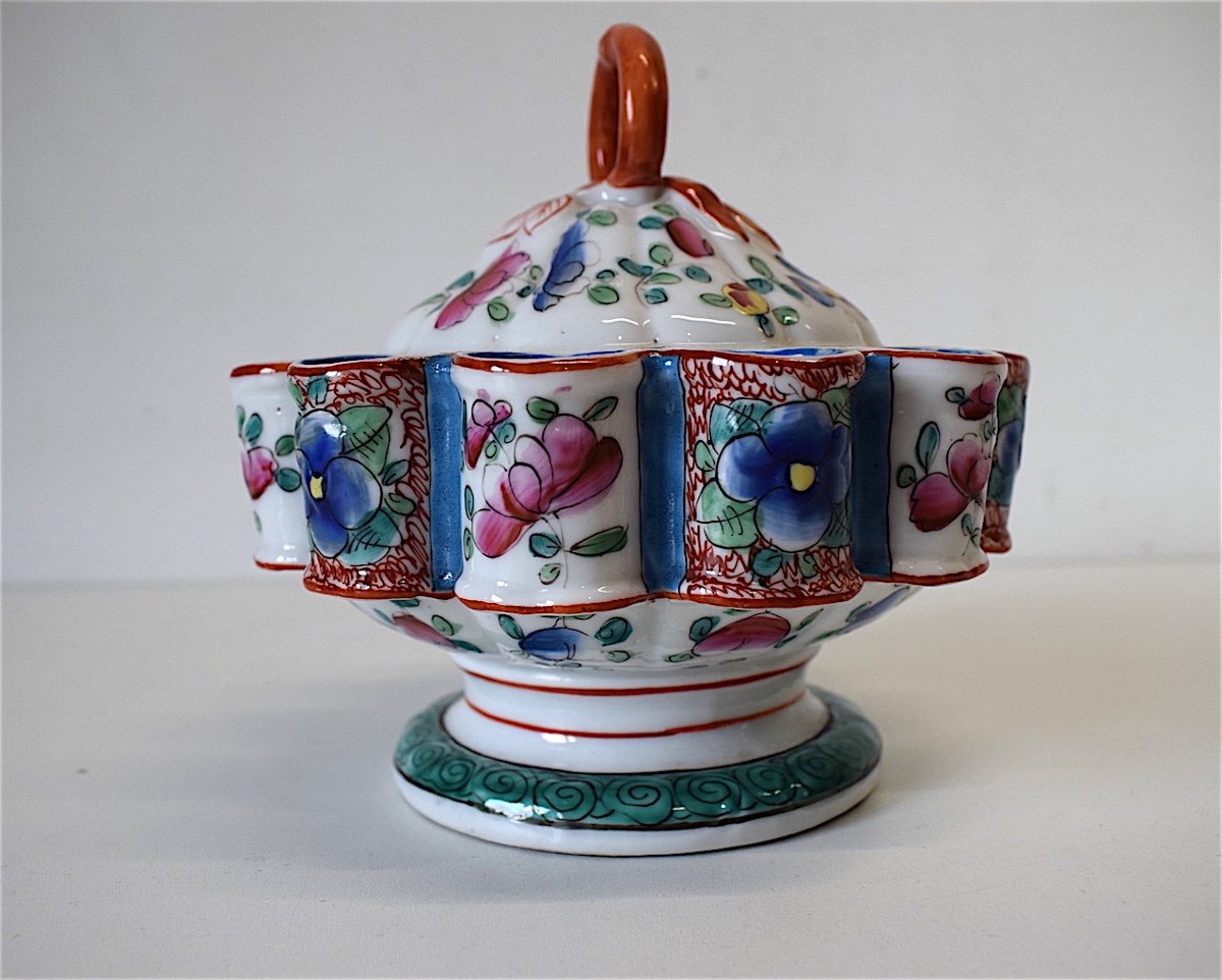 Bouquetière Centerpiece Porcelain Bayeux Decorated With Flowers XIX Ref132-photo-2