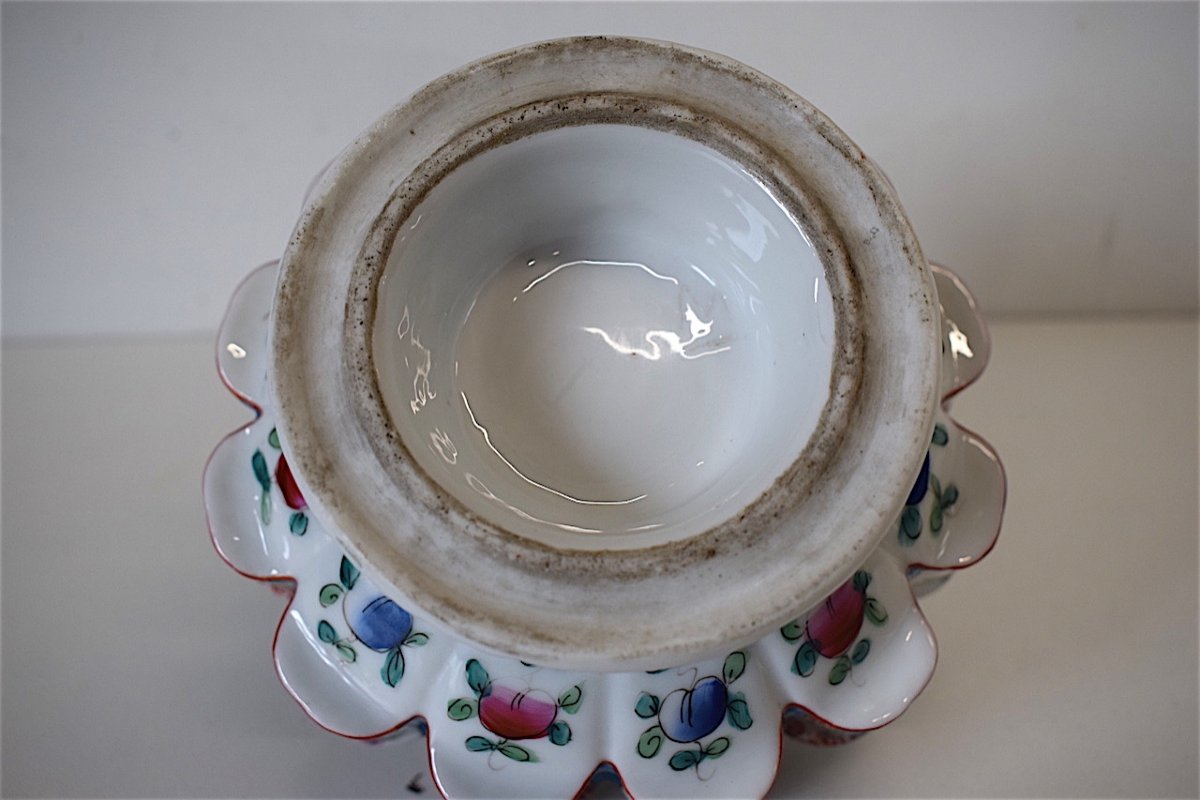 Bouquetière Centerpiece Porcelain Bayeux Decorated With Flowers XIX Ref132-photo-5