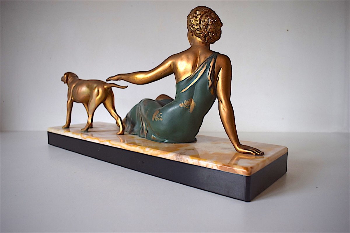 Ugo Cipriani Femme au Chien Art Déco vers 1925 Signée Uriano XX REF235-photo-4