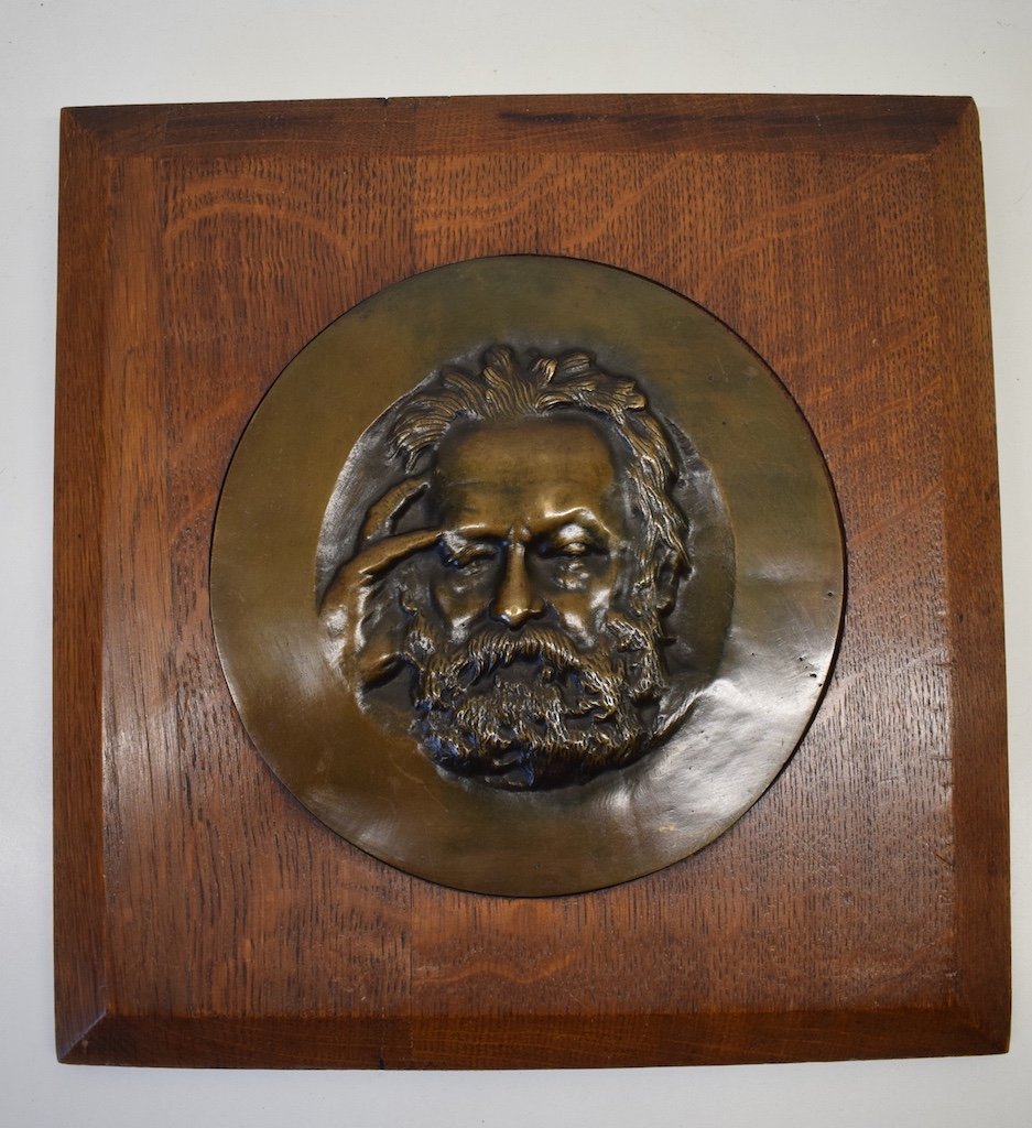 Portrait Of Victor Hugo Medallion In Framed Bronze After René Crozet Ref237-photo-3