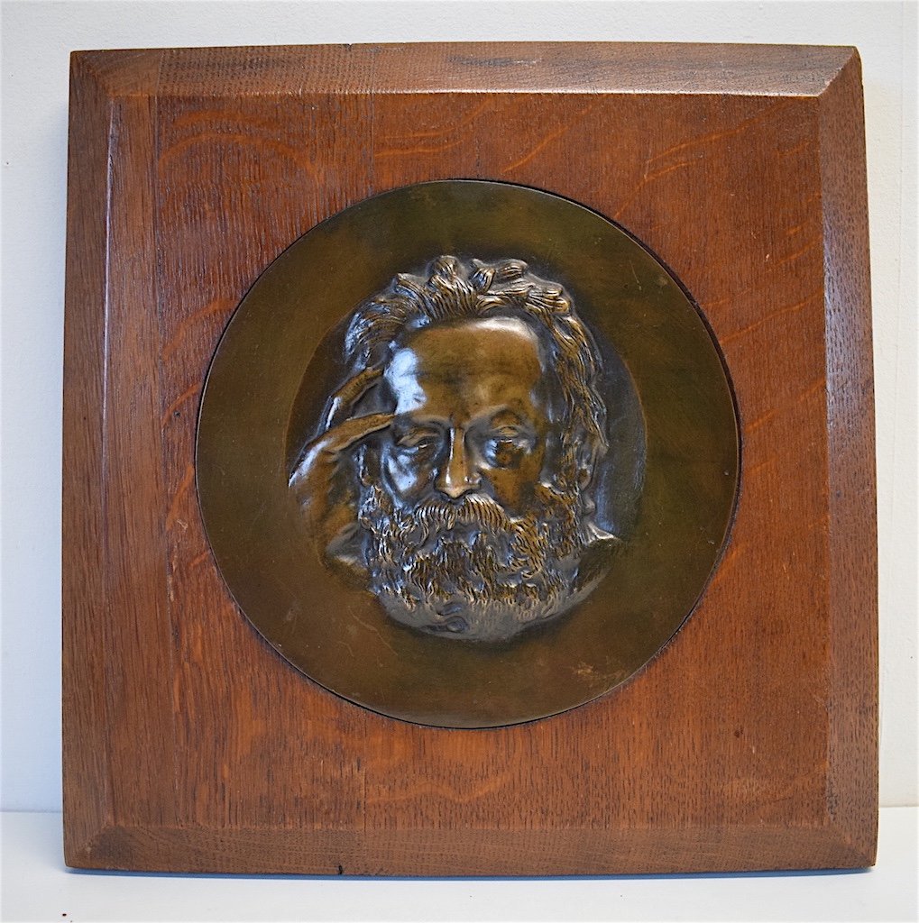 Portrait Of Victor Hugo Medallion In Framed Bronze After René Crozet Ref237-photo-4