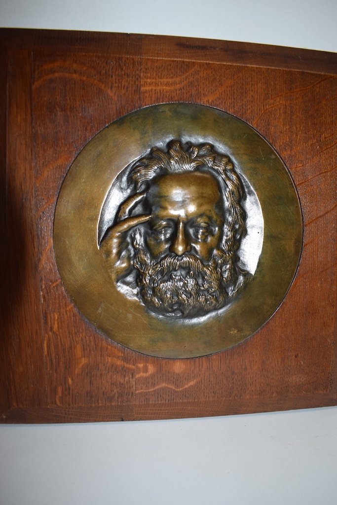 Portrait Of Victor Hugo Medallion In Framed Bronze After René Crozet Ref237-photo-4